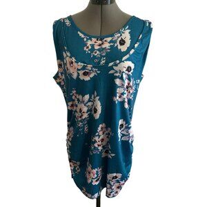 Womens Floral Postpartum/Nursing Sleeveless Dress Large Blue & Pink